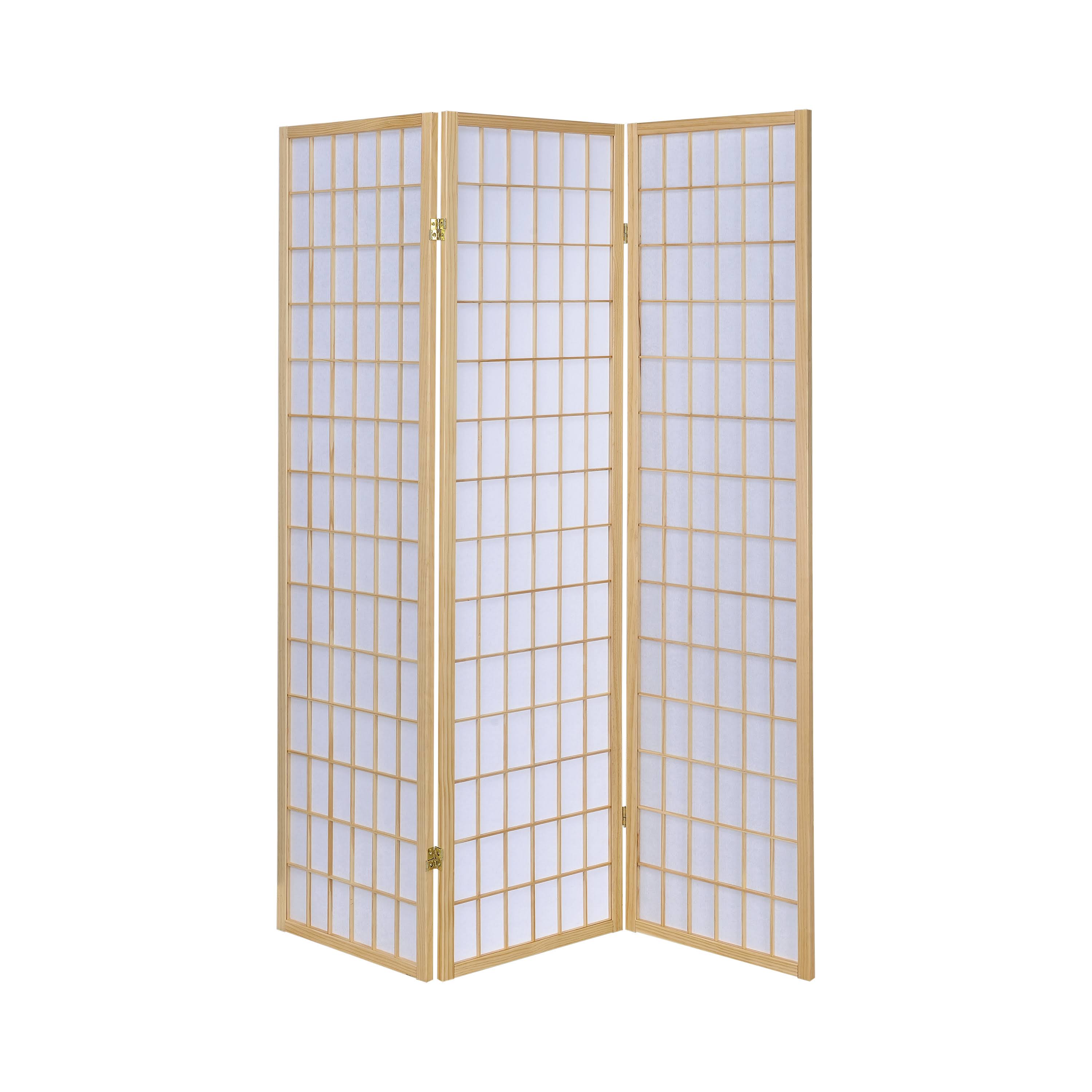 Shoji 3 Panel Room Divider Folding Screen, Natural