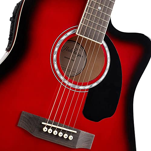Ashthorpe Full-Size Dreadnought Cutaway Acoustic Electric Guitar Package with 10 Watt Amp - Black