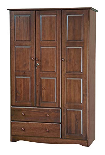Palace Imports 100% Solid Wood Grand Armoire Wardrobe Closet, Java, 45.75" w x 72" h x 20.75", 4 Small Shelves, 1 Clothing Rod, 2 Drawers, 1 Lock Included. Renewable Eco-Friendly Wood, Made in Brazil