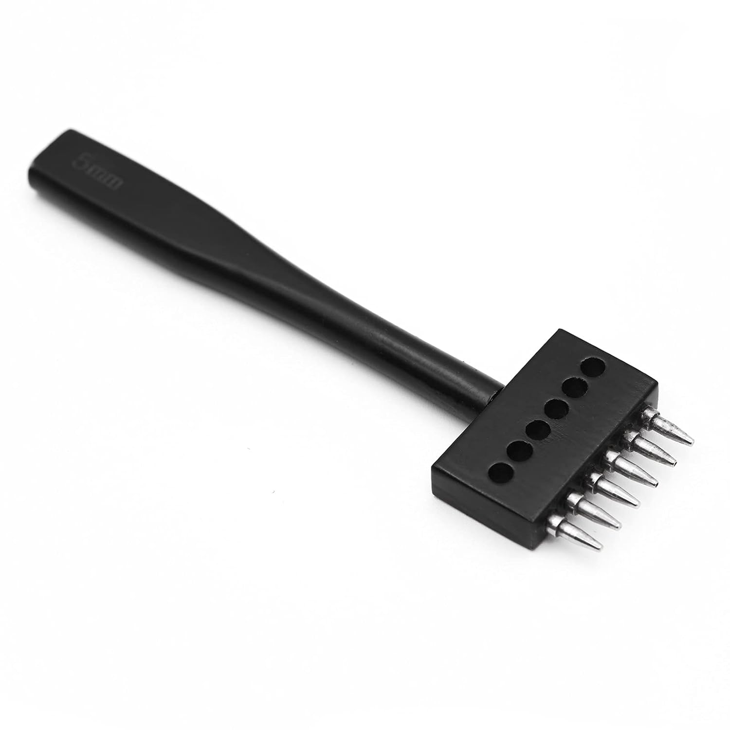N/C Leather Craft Tool Hole Punches 4MM 2/4/6 Prong Row Hole Puncher Tool for Belts Watch Bands of Suture Leather Working DIY.(Black)