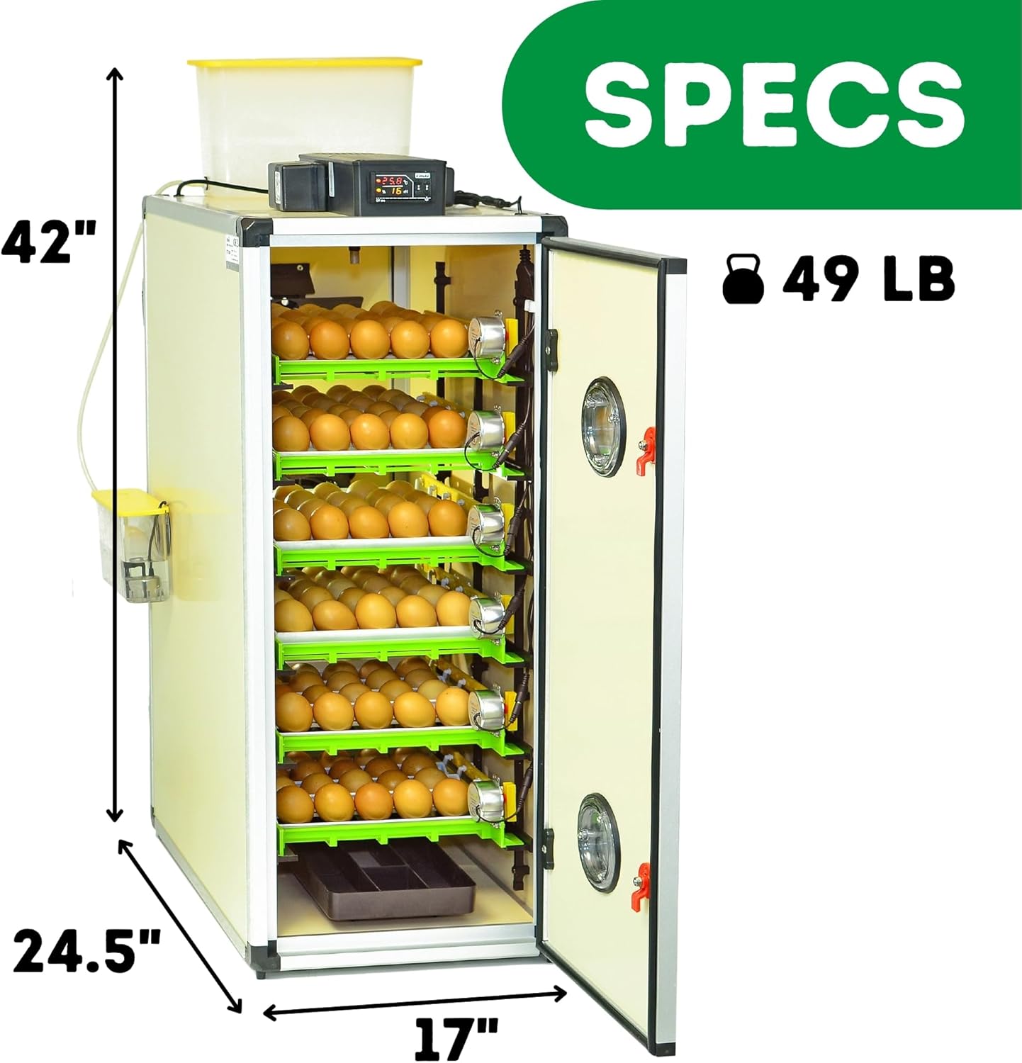CT180SH Egg Incubator with Automatic Egg Turning & Perfect Humidity Controls, Set & Forget Design, Cabinet Incubators for Hatching Eggs, Incubate and Hatch 180 Chicken Eggs | Hatching Time