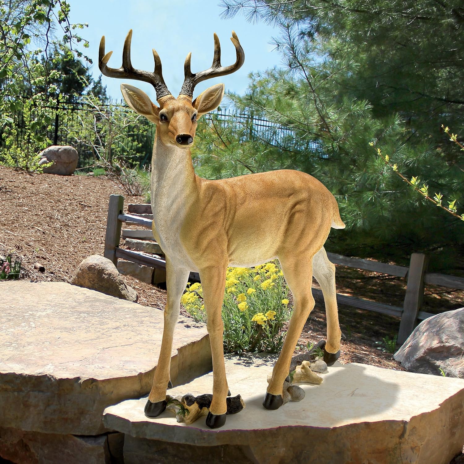 Design Toscano LY88195 Woodland Buck Deer Indoor/Outdoor Garden Statue Decoy, 23 Inches Wide, 13 Inches Deep, 37 Inches High, Full Color Finish