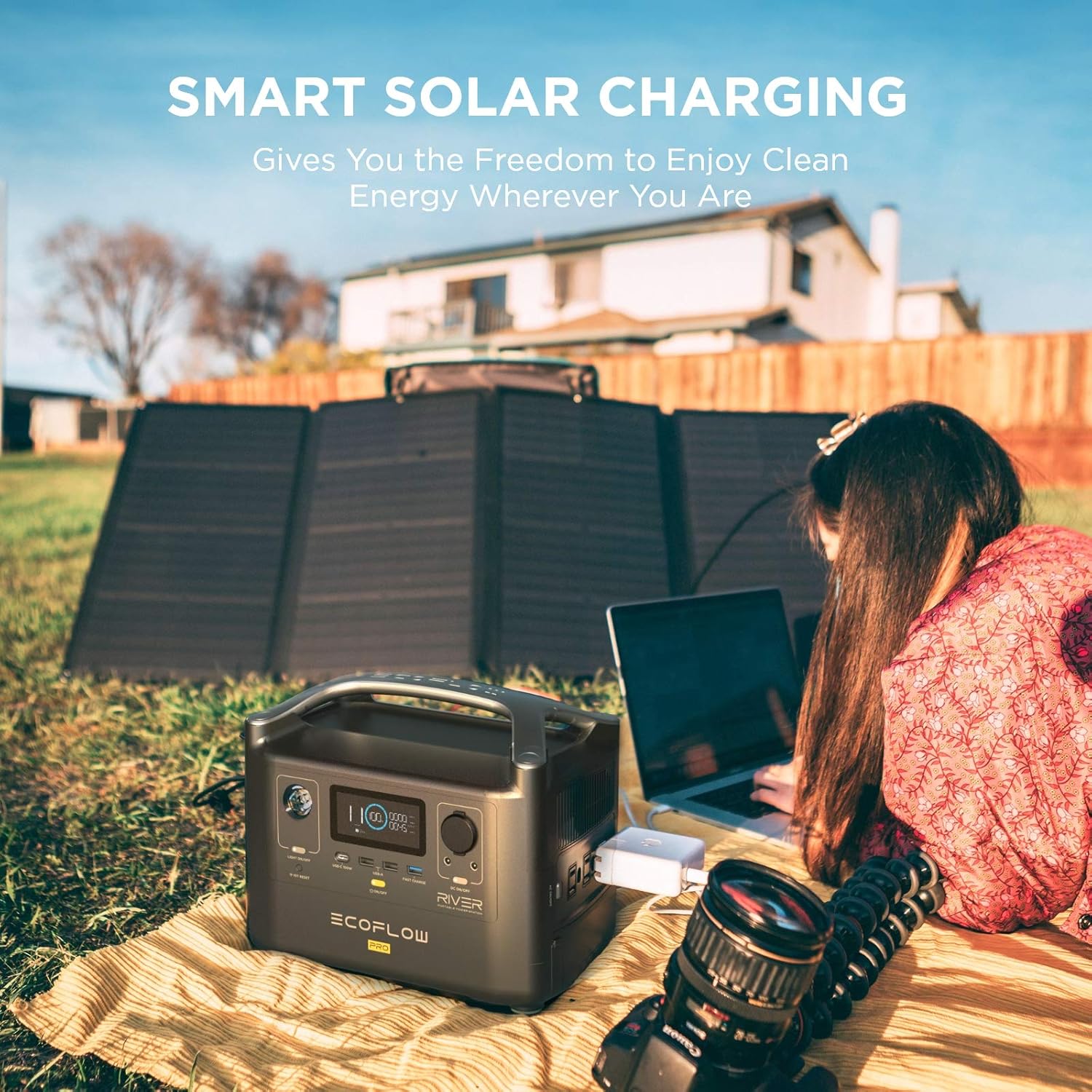 EF ECOFLOW RIVER Pro Portable Power Station 720Wh with 160W Solar Panel, Power Multiple Devices, Recharge 0-80% Within 1 Hour, for Camping, RV, Outdoors, Off-Grid