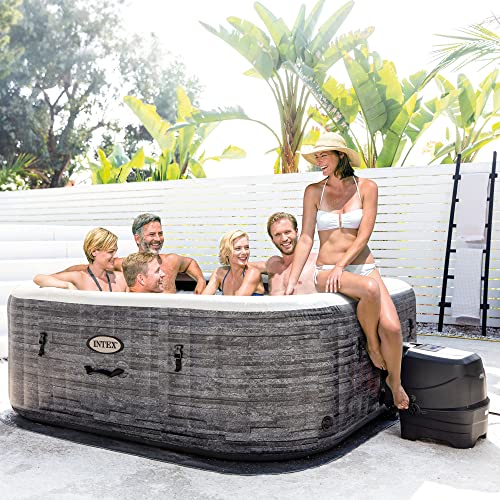 INTEX 28451EP PureSpa Greystone Deluxe Spa Set: Includes Energy Efficient Spa Cover and Wireless Control Panel – Spa Control App – Built-in FastFill Inflation System – 6 Person Capacity – 77" x 28"