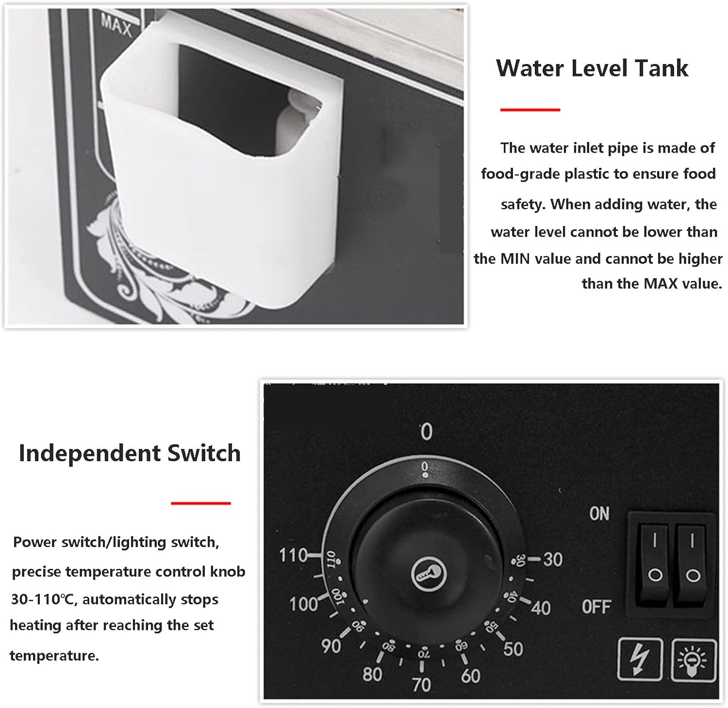 Electric Bun Steamer | Hot Food Warmer Showcase With Sewage Pipes | Commercial Kitchen Steamer With Water Level Tank | Steamed Bun Warmer Machine for Snack Bar | 30-110℃ Temperature