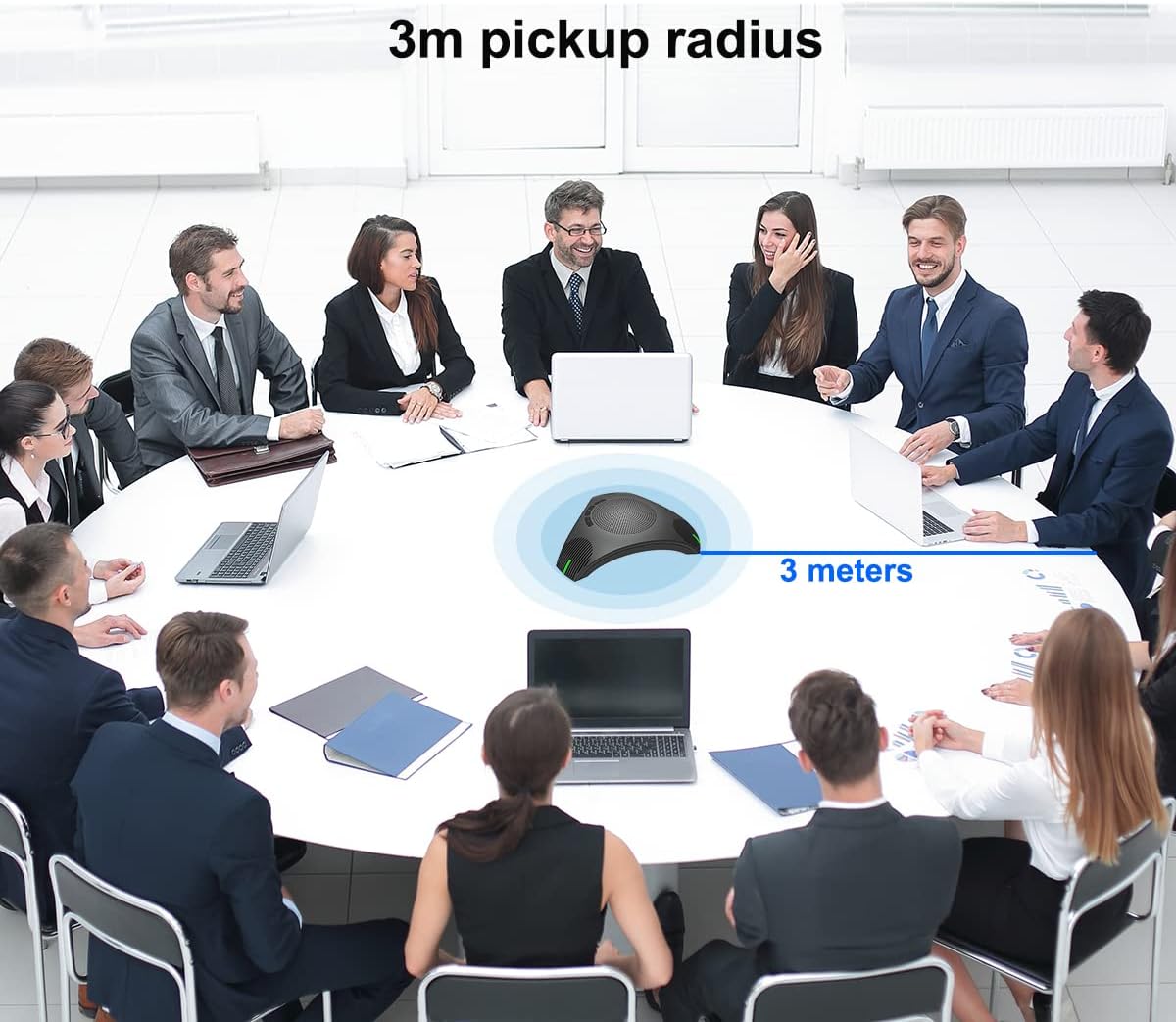 Conference Microphone 360° Omnidirectional Microphone USB Speakerphone with DSP Noise Reduction and Echo Cancellation for 8-10 People Business Conference, Home Office,Compatible with Leading Platforms