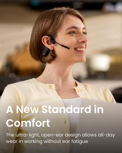 SHOKZ OpenComm2 UC - Bone Conduction Bluetooth Stereo Computer Headset with Boom Mic - USB-C Compatible with PC and Mac - Zoom Certified, with Bookmark