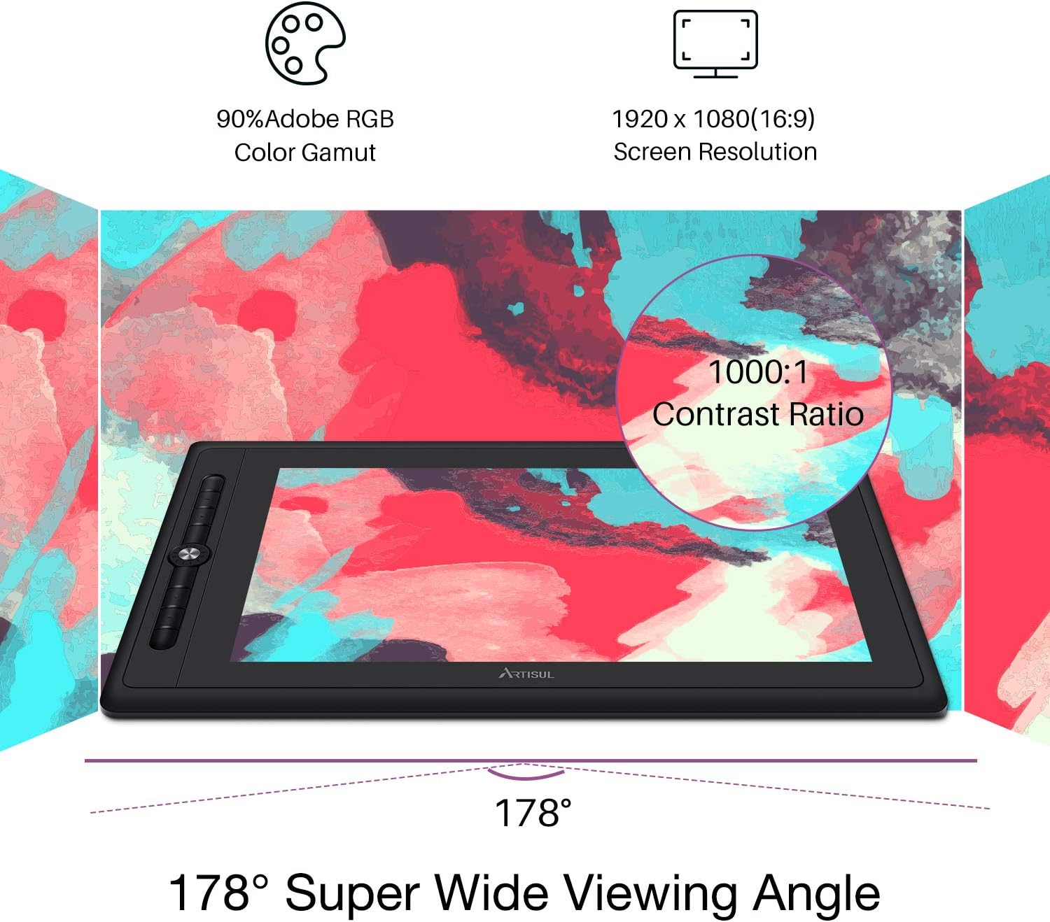 Artisul D16PRO 15.6’’ Pen Display Graphics Drawing Monitor with Stand Battery-Free Pen,Supports 60°Tilt,1920 x 1080 FHD Graphic Drawing Tablet with Screen and Stylus, Powerful On-The-go Performance