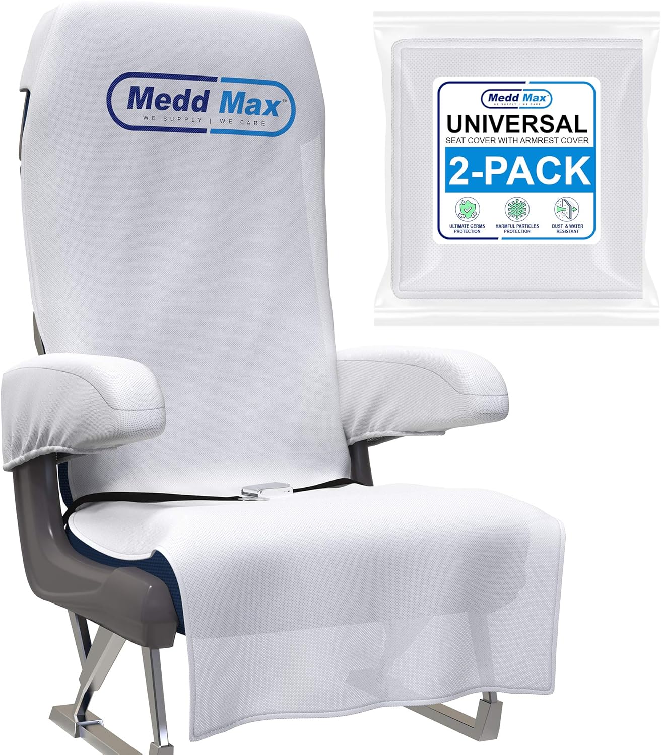 Medd Max Protective Airplane Seat Covers Disposable/Reusable– Eco-Friendly Disposable Seat Covers for Airplane, Train, Bus, Ride-Share Car, Fit Most Public Seating, Pink, Pack of 2