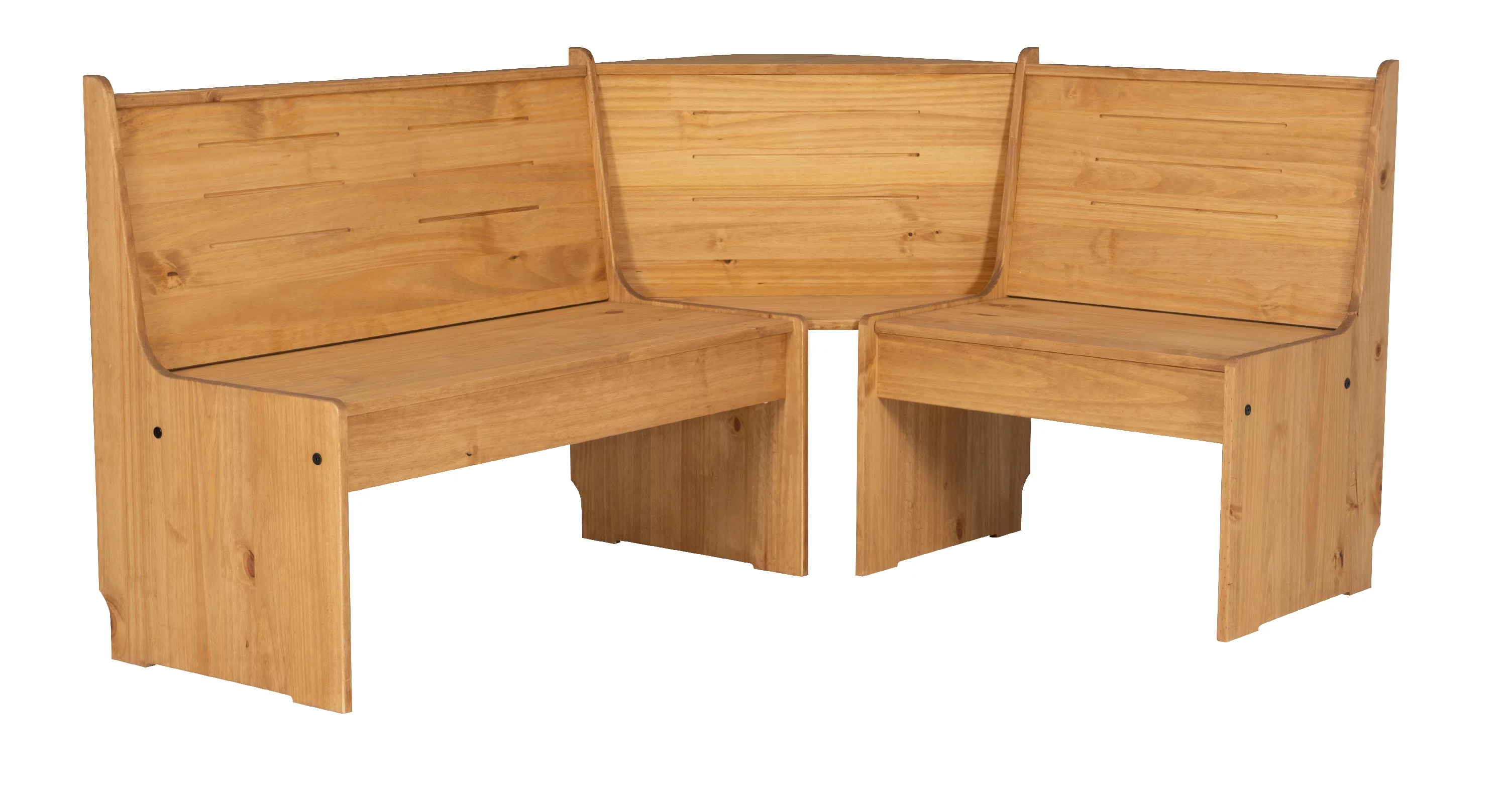Linon Wickford Corner Dining Breakfast Nook Set with Storage, Table, and Bench, Seats 5-6, Natural Finish