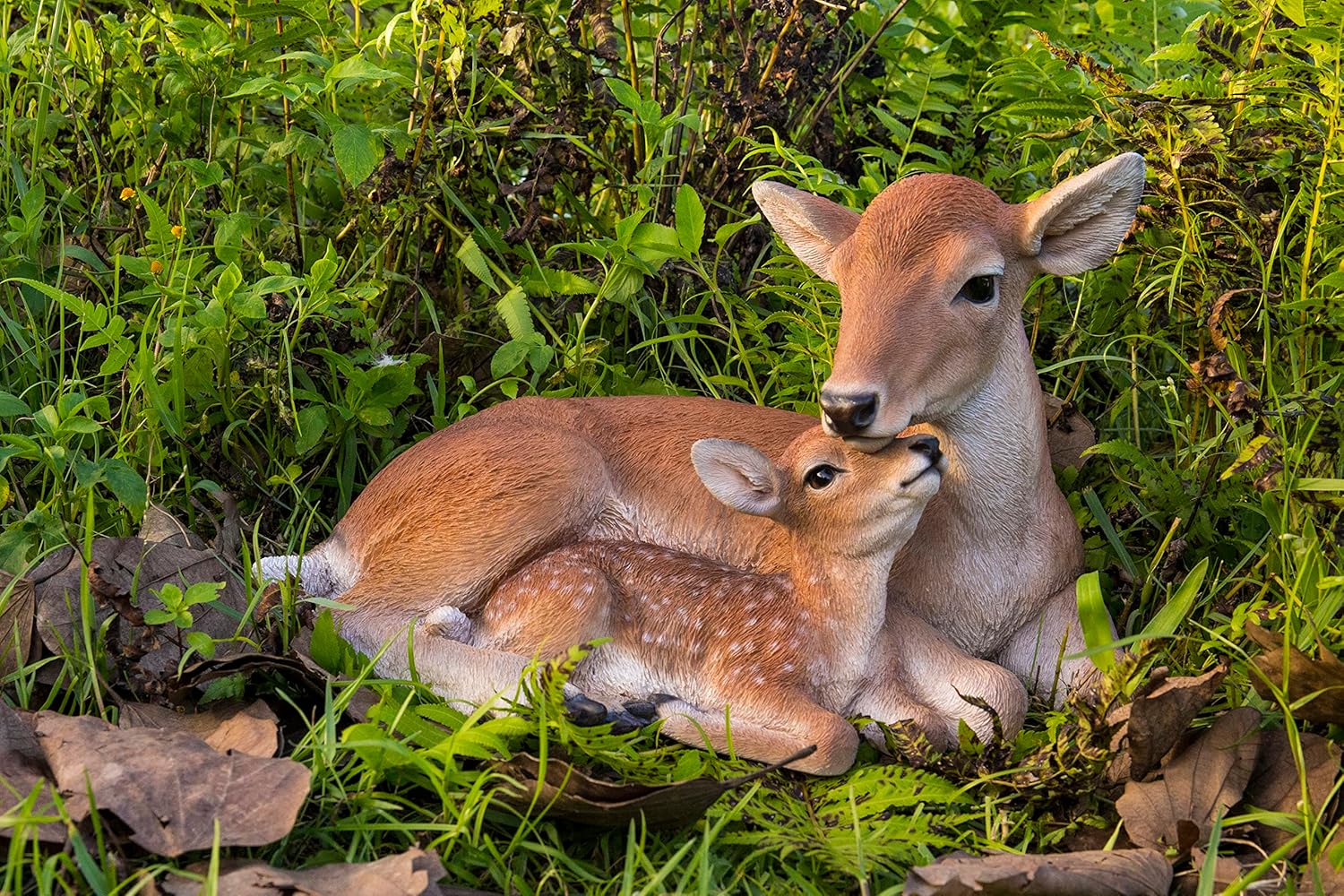 Hi-Line Gift Ltd. Cuddling Mother and Baby Deer Garden Statue
