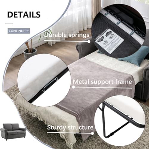 Pull Out Sofa Bed Couch,Convertible Sleeper Sofa,Loveseat Sleeper with Twin Size Memory Mattress,2-in-1 Sleeper Sofa Bed,for Living Room Spaces Small Spaces,Gray