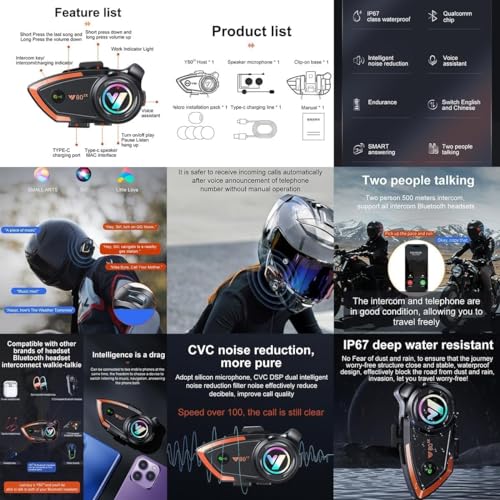 YMKJGZS Bluetooth Motorcycle Helmets Built-in Speaker Modular Dual Visor, FMVSS-218 DOT Approved Motorbike Helmet, Full Face Flip Up Street Bike Racing Helmets for Adults Men Women