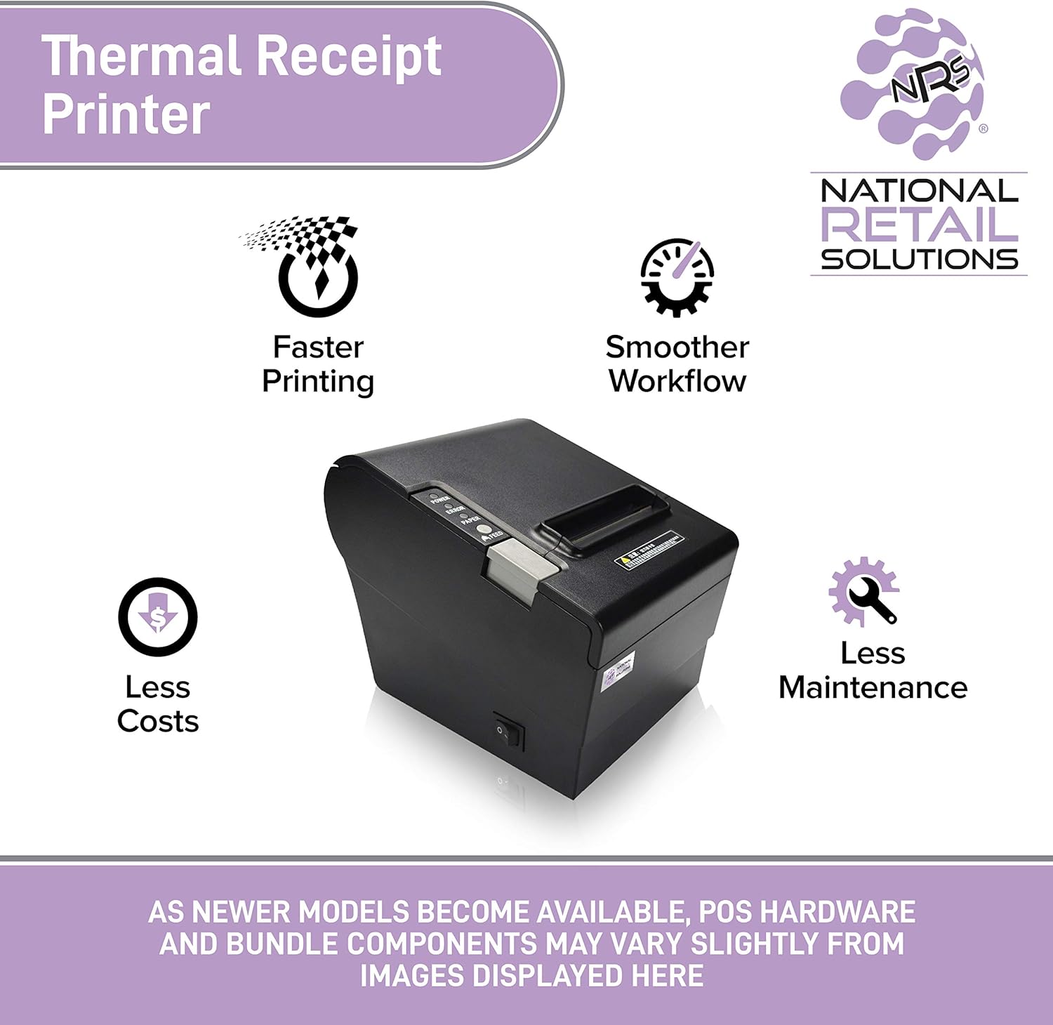 NRS LITE Cash Register for Small Businesses (USA ONLY) - POS System Bundle Includes - Merchant Touch Screen Monitor with Customer-Facing Display, Barcode Scanner & Thermal Receipt Printer
