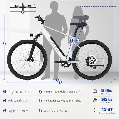 Electric Bike, 1000W Peak Motor, 26” Electric Mountain Bike, 375Wh Removable Battery, 40 Miles Range & 22 Mph Step-Over Ebike for Adults, Electric Bicycle for Commute, 7 Speed