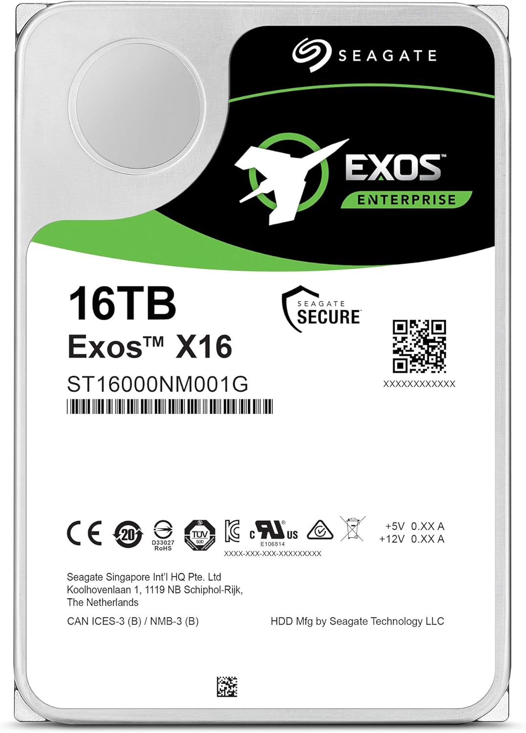 Seagate Exos X18 18TB Enterprise HDD - CMR 3.5 Inch Hyperscale SATA 6Gb/s, 7200 RPM, 512e and 4Kn FastFormat, Low Latency with Enhanced Caching (ST18000NM000J)
