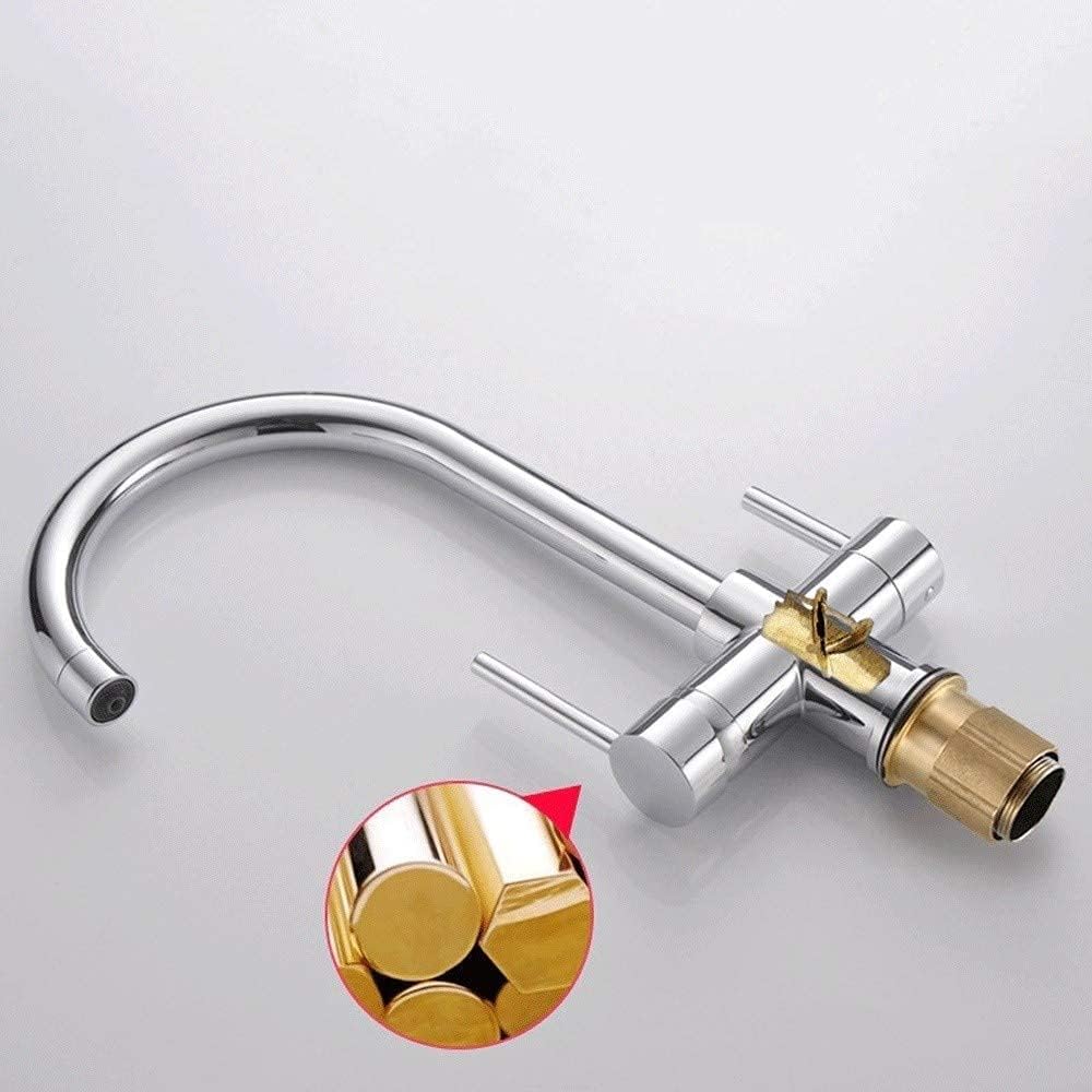 Kitchen Sink Taps, Water-Tap Modern Taps,3 Way Water Filter Taps Kitchen Sink Mixer Tap Pure Drinkifaucet Dual Lever 360° Rotatable Stand 3-Way Kitchen Faucet for Water Filter