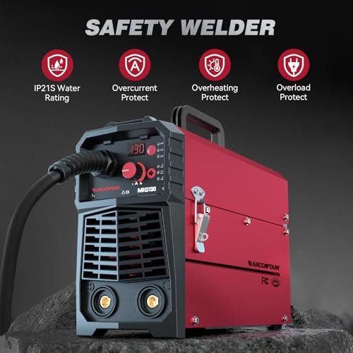 ARCCAPTAIN MIG Welder, 200Amp 6 in 1 Gas MIG/Gasless Flux Core MIG/Stick/Lift TIG/Spot welding/Spool Gun 110V/220V Aluminum Multi Process Welding Machine with LED Digital Display, Burn Back Adjustment