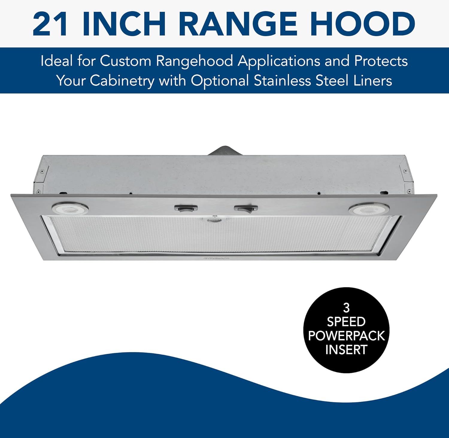 Broan-NuTone PM300SS Custom Power Pack Range Hood Insert with 2-Speed Exhaust Fan and Light, 300 Max Blower CFM & LB30SS Optional Box Power Pack Hoods, Stainless Steel, 30-Inch Range Liner