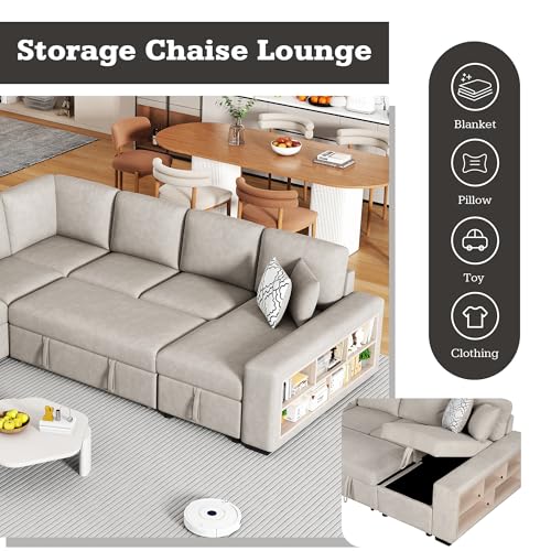 Oversized U-Shaped Sectional Sofa Couch Plush Corduroy Upholstered Modular Deep Seat Sofa&Couch Sectional W/Right Facing Chaise Lounge and 7 Toss Pillows for Home Apartment Living Room Furniture Sets