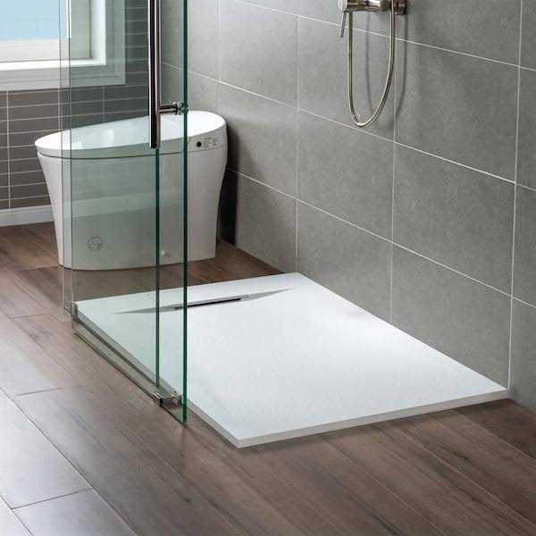 Woodbridge Alcove Zero Threshold Shower Pan Base with Left/Right Drain in White,Low Profile,Wheel Chair Access - Shop Hardware Tools Online Store
