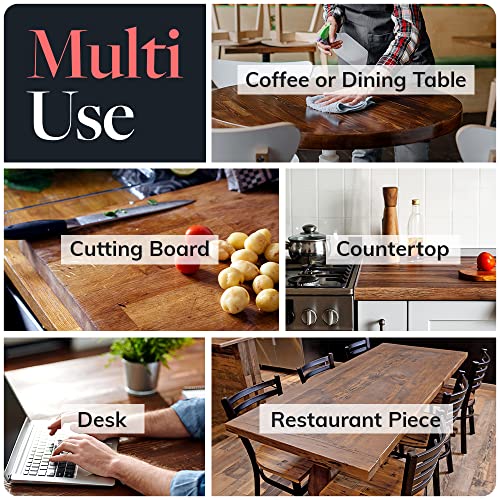 Reclaimed Wood Table Top - Rustic Recycled Solid Wooden Piece Perfect for Signs, Counters, Kitchens, Dining and Coffee Table Tops (Reclaimed Wood Table Top with Metal Edge, 24" x 48")