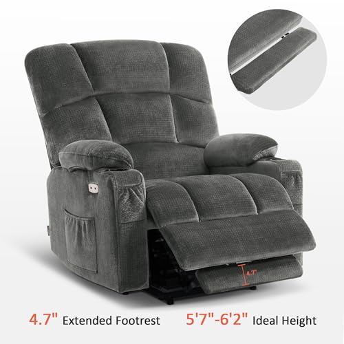 MCombo Large Dual Motor Power Lift Recliner Chair for Elderly, Massage and Heat, Lay Flat, Zero Gravity, Home Button, USB Port, Fabric 7680 (Large, Beige)
