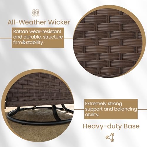 5 Pieces Wicker Patio Furniture Set, Luxury Outdoor Conversation Set with High Back Swivel Rocker Chairs