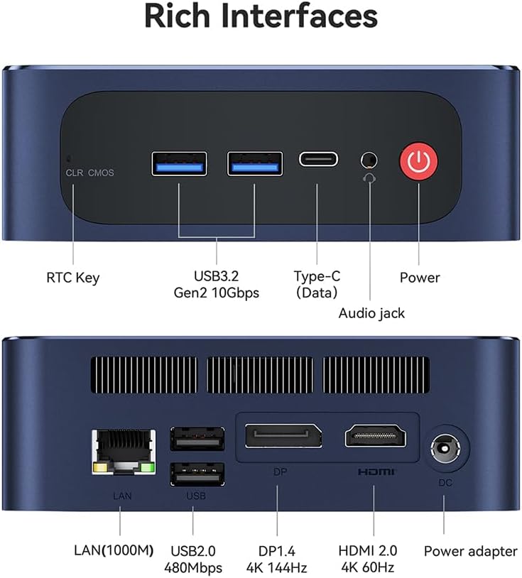 Beelink SEI12 Mini PC with Intel Core i7-12650H(10C/16T), 32GB DDR4, 500GB NVMe M.2 SSD, Dual Display 4K Output, WiFi 6, Bluetooth 5.2 W-11 Mini Desktop Computer