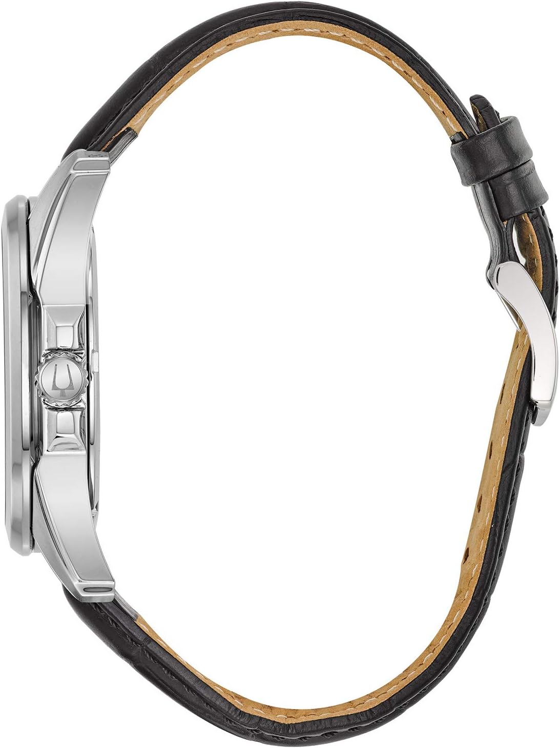 Bulova Men's Precisionist 3-Hand Calendar Stainless Steel with Black Leather Strap and Blue Dial Style: 96B257