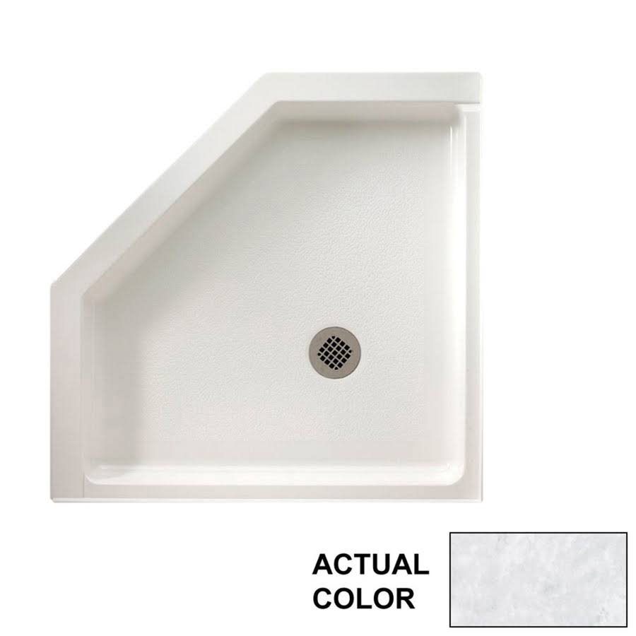Swan Solid Surface 36-in x 36-in Neo-Angle Shower Base with Center Drain in Ice
