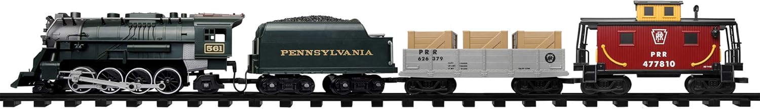 Lionel New York Central Battery-Powered Model Train Set Ready to Play w/Remote Bundle with Ready to Play 12Piece Curved Track Pack and Ready to Play Left & Right Interchange Track Pack, Switch