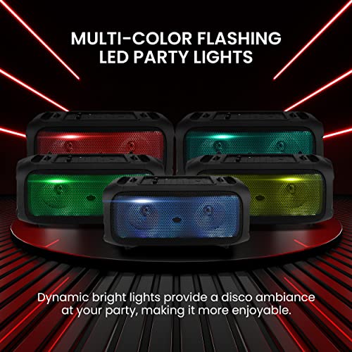 Pyle Wireless BT Portable Boombox Speaker - 600W Rechargeable Speaker, Portable Barrel Loud Stereo System - DJ Sound Effects, Flashing LED, FM/Aux/MP3/USB/SD/1/4 in, Includes Microphone PPHP265DJB