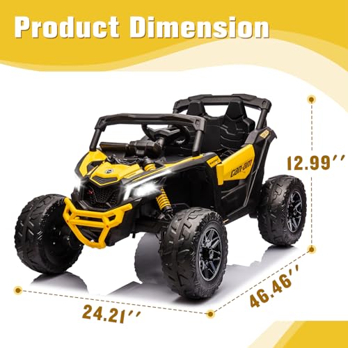 SOAR 24V Ride On Toys - UTV for Kids, 2 Seats Remote Control, 4 Wheeler Quad Off-Road, 7AH Battery Powered 2WD/4WD, Licensed Can-Am, Parental Mode, Orange