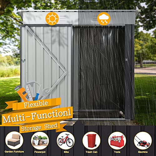 Shintenchi 6X4 FT Outdoor Storage Shed,Waterproof Metal Garden Sheds with Lockable Double Door,Weather Resistant Steel Tool Storage House Shed for Yard,Garden,Patio,Lawn,Grey