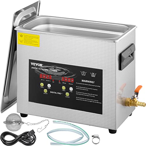 VEVOR 6L Upgraded Ultrasonic Cleaner (400W Heater,180W Ultrasonic) Professional Digital Lab Ultrasonic Parts Cleaner with Heater Timer for Jewelry Glasses Instruments Cleaning