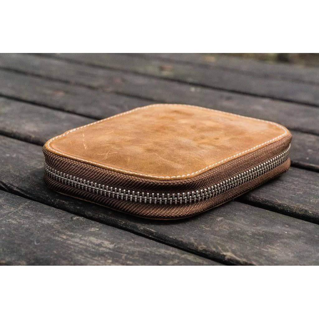 Galen Leather Zippered 10 Slot Pen Case - Crazy Horse Brown