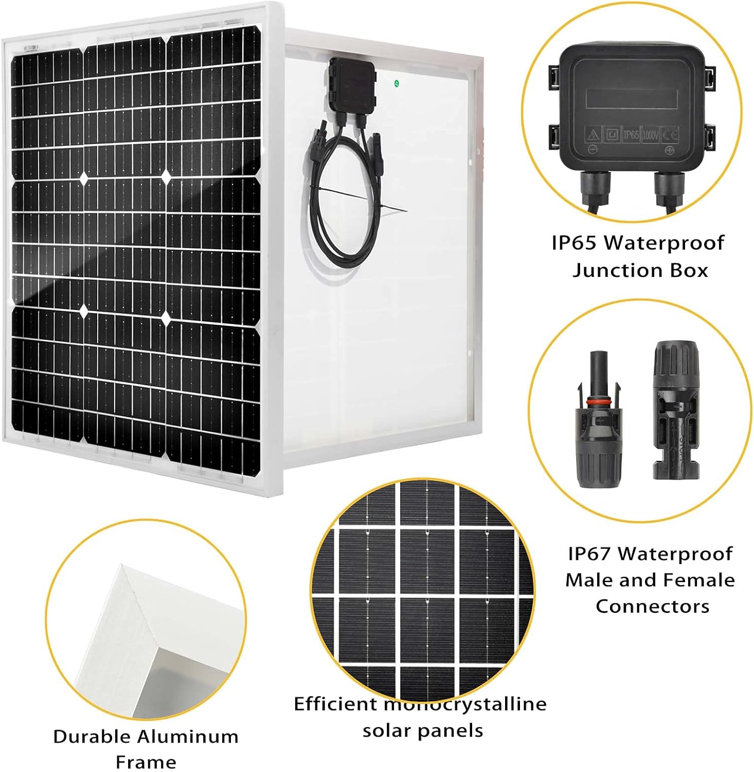 SUNSUL 30 Watt 12V Solar Panel Kit Battery Maintainer Trickle Charger, with Waterproof 5A 12V/24V PWM Solar Charge Controller and Adjustable Solar Panels Mount Rack Bracket (30 Watt with Accessories)