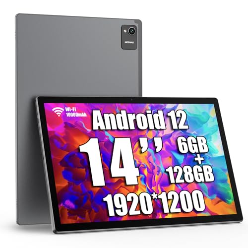 Tablet 14 Inch Android 13 Tablet, Large Tablet with 1200P IPS HD Big Screen, 8Core, 6GB+128GB, Wi-Fi 5, Max 256G TF Card Support, 10000mAh All-Day Battery Life, 5MP + 32MP Cameras-Space Gray