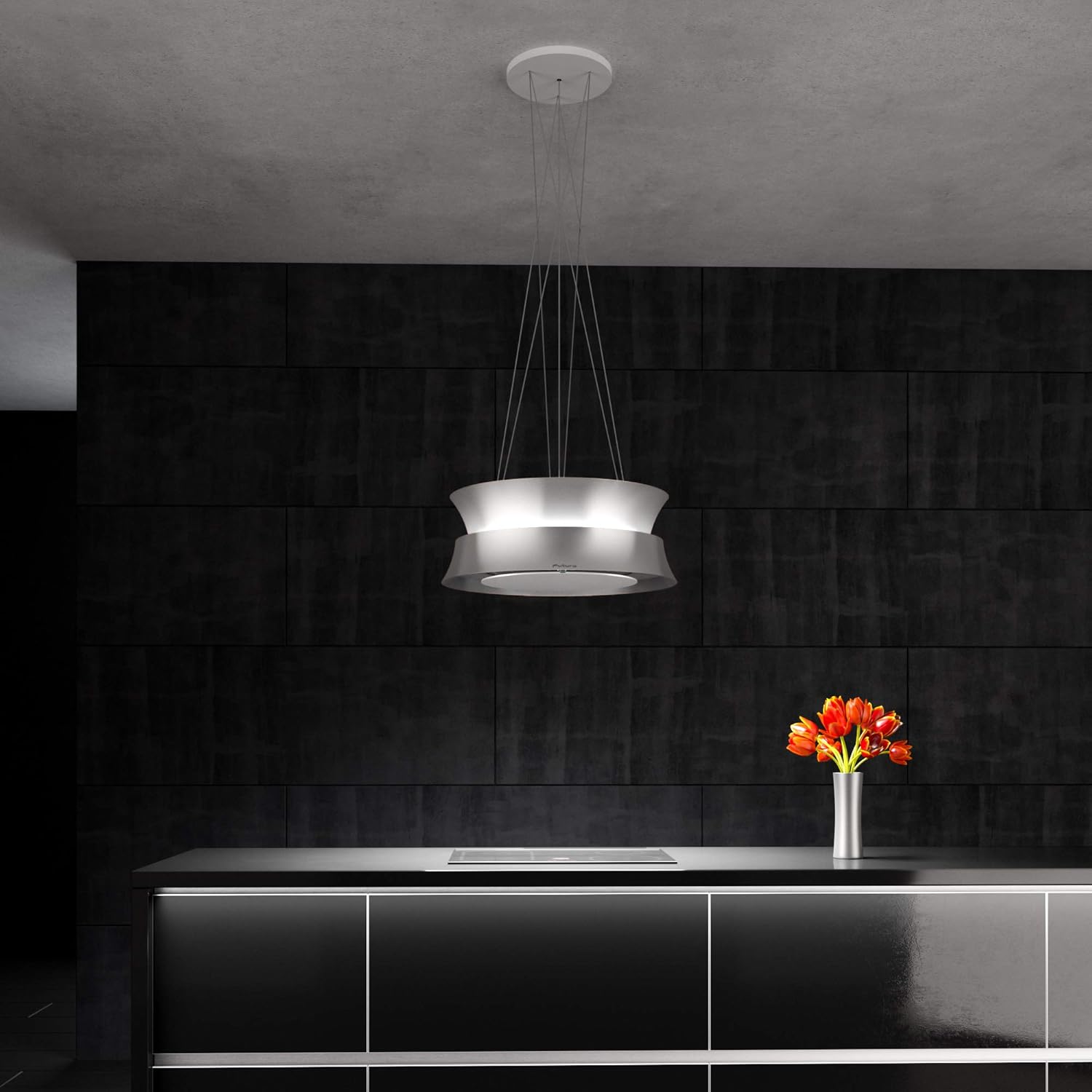 Futuro Futuro Island Mount DUCTLESS ONLY Range Hood 24" 940-CFM | Arena Inox | Stainless Steel Vent Hood | Contemporary Modern Italian Exhaust Fan | LED, Ultra-Quiet with Blower