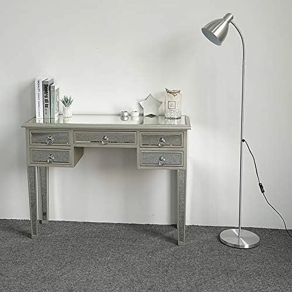 RUNFAYBIU Mirrored Console Sofa Tables with Silver Finish  Mirrored Dressing Table  Mirrored Bedroom Desk  Mirrored Workstation/Vanity Desk for Living Room  Room Study Room Entryway Hallw