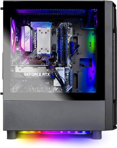 Skytech Gaming Shadow Gaming PC, Intel i7 12700F 2.1 GHz, RTX 4060, 1TB NVME, 16GB DDR4 RAM 3200, 600W Gold PSU Wi-Fi, Win 11 Home, RGB-Keyboard and RGB-Mouse Included,Black