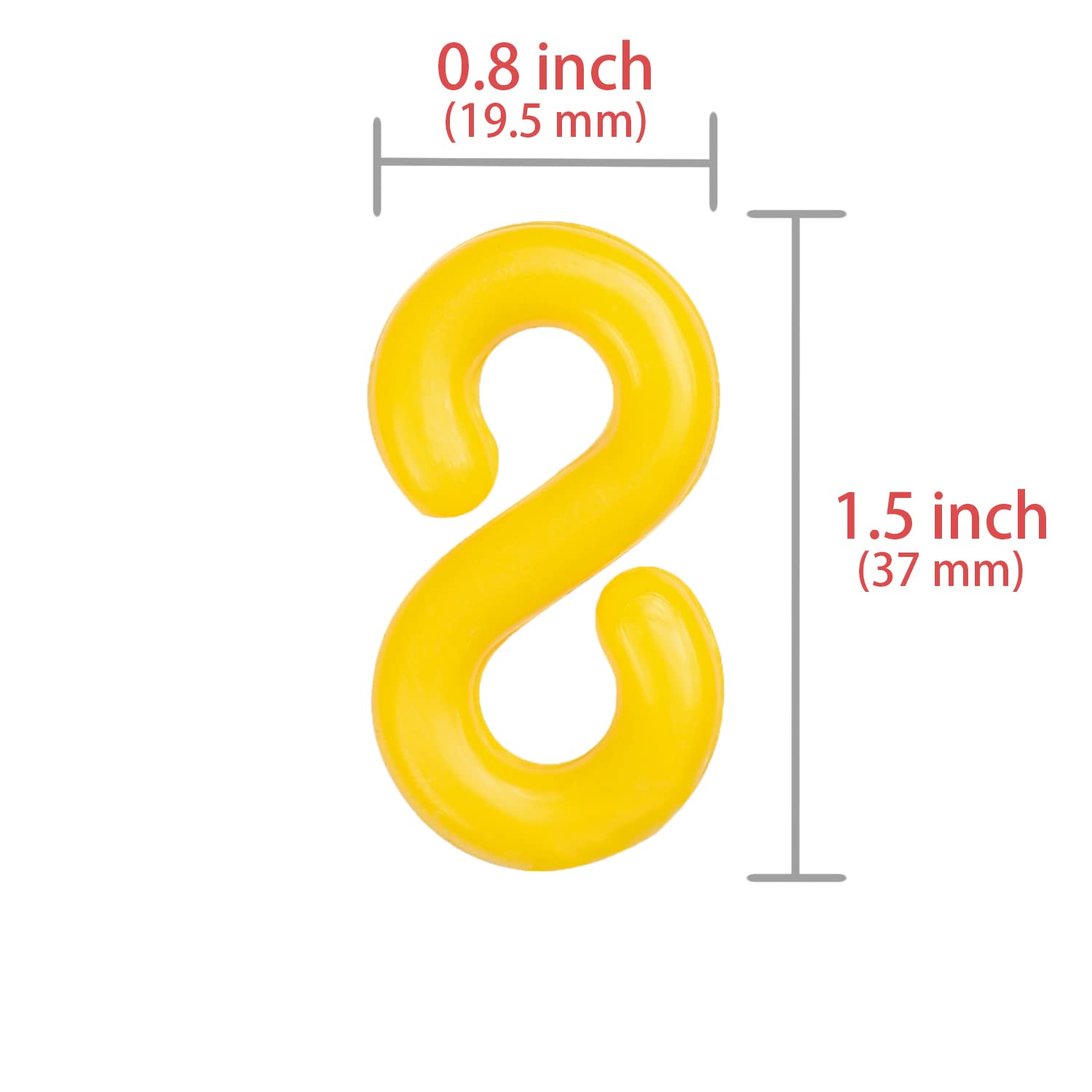 65 Feet Yellow Plastic Chain - Plastic Safety Barrier Chain for Crowd Control, Parking Barrier and Delineator Post with Base - Safety Security Chain with 6 Carabiner D Rings, 8 S-Hooks, and Zip Ties