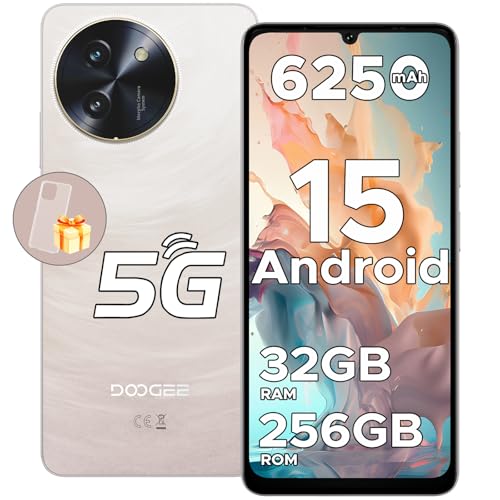 DOOGEE Note 59 Pro Unlocked Cell Phone 5G Android 15,32GB+256GB/TF 2TB Android Phone,6250mAh Battery,6.75"HD+120Hz Cellphone,16MP+8MP,5G Dual SIM Smartphone,Widevine L1/NFC/Face Unlock/Fingerprint/OTG