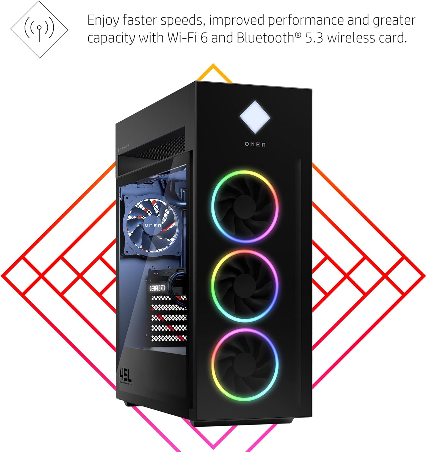 HP OMEN 45L Gaming Desktop, 14th Generation Intel Core i7-14700K, 32 GB RAM, 1 TB Solid State Drive, NVIDIA GeForce RTX 4070 SUPER Ti Graphics, Windows 11 Pro, GT22-2060 (2024)