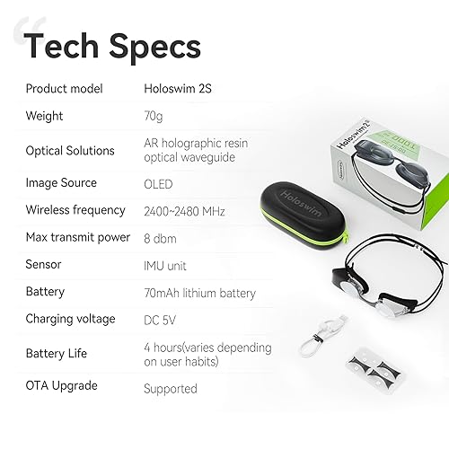 Holoswim 2s AR Smart Swim Goggles Anti-Fog Swimming Goggles Fitness Tracker That Shows Your Metrics