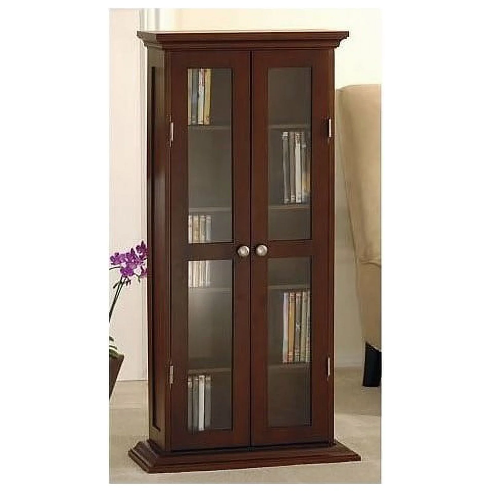 Pemberly Row 45" CD DVD Media Storage Cabinet in Walnut