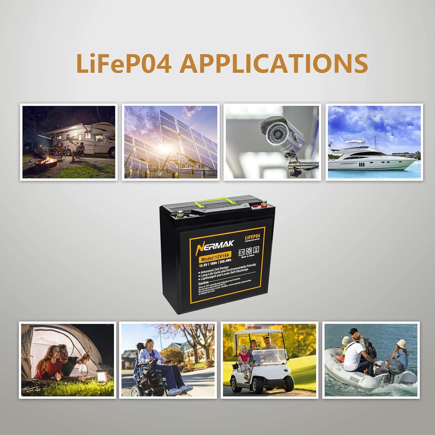 Nermak 2 Pack 12V 12Ah LiFePO4 Deep Cycle Battery, 2000+ Cycles Lithium Iron Phosphate Rechargeable Battery for Solar Power, Lighting, Power Wheels, Fish Finder, Scooters and More, Built-in 12A BMS