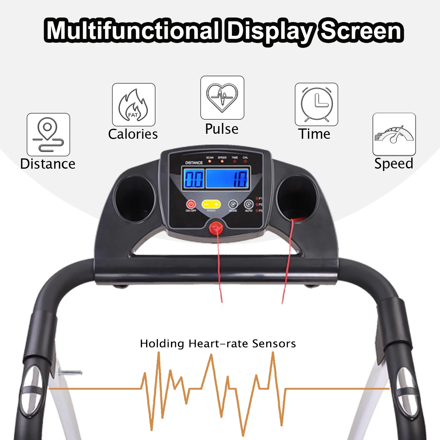 FYC Foldable Treadmills for Home, Electric Running Exercise Machine Compact Treadmill for Home Gym Fitness Workout Jogging Walking for Home Office Apartment, White