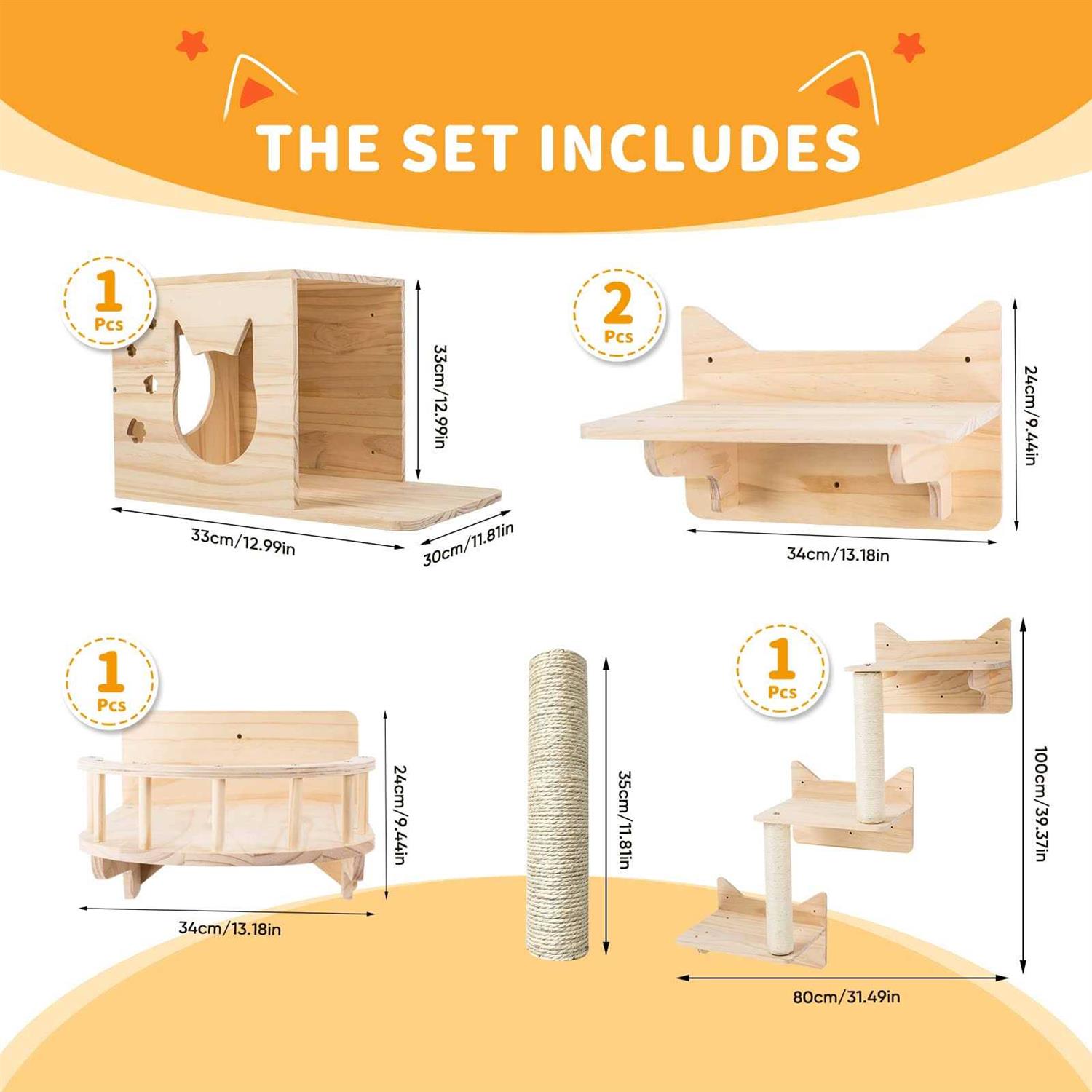 NOVGOBHOT Cat Wall Shelves, Furniture Set, Shelves and Perches for Wall - Pet Supplies online store